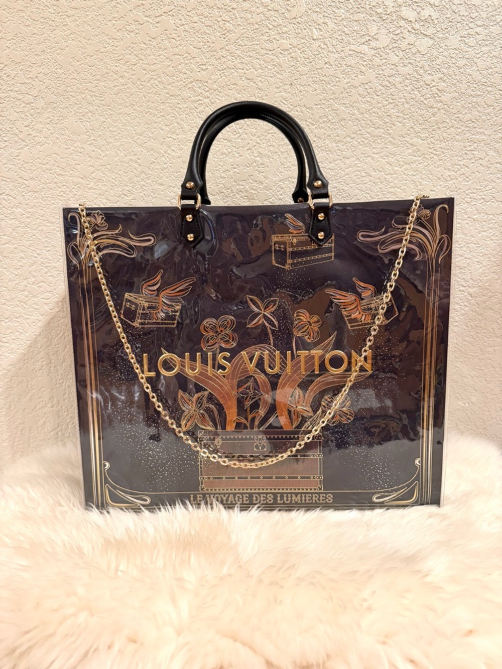 NWT Louis Vuitton LV Large Shopping Tote Bag Crossbody Bag with PVC / TPU Cover